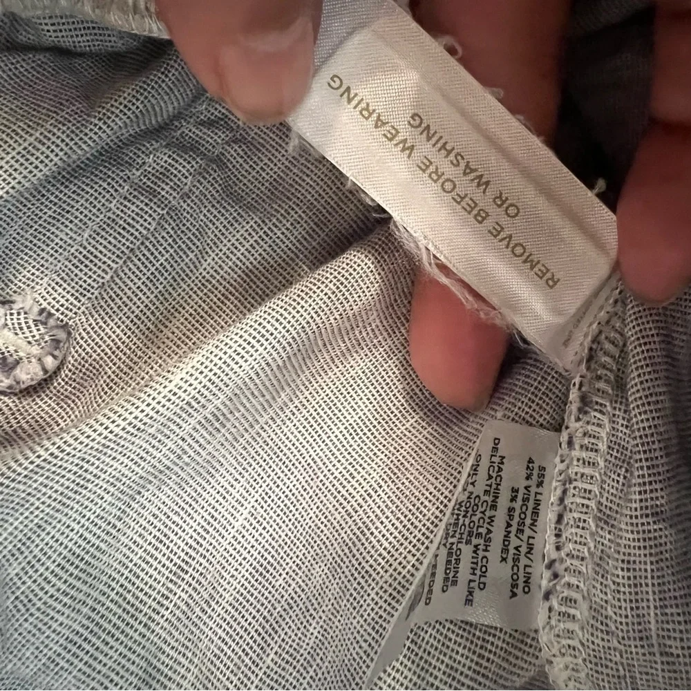 Lou & Grey for Loft Pants Womens Small Gray Linen Blend Casual Elastic Pull On